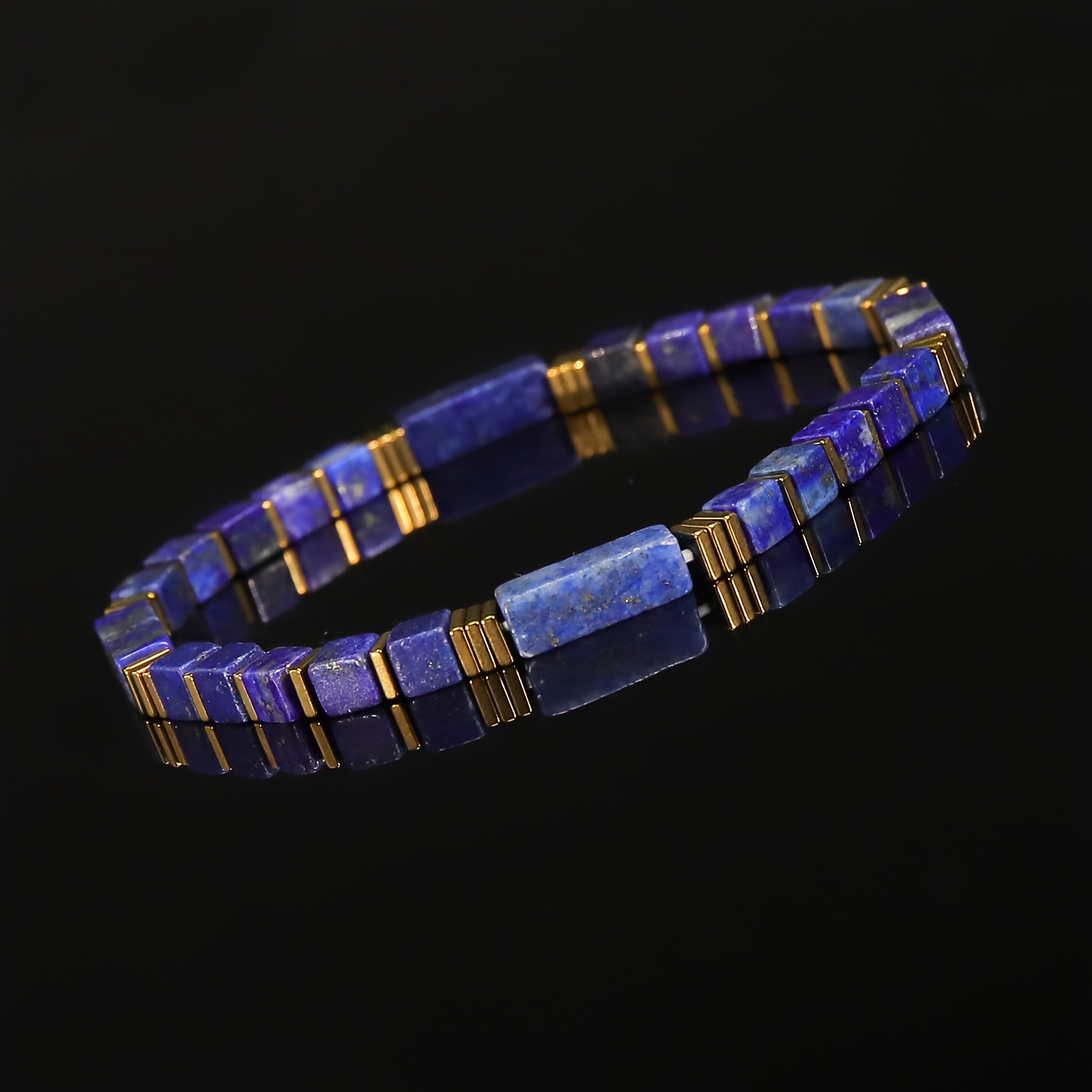 2pcs Lapis Lazuli & Turquoise Square Beaded Bracelet Set